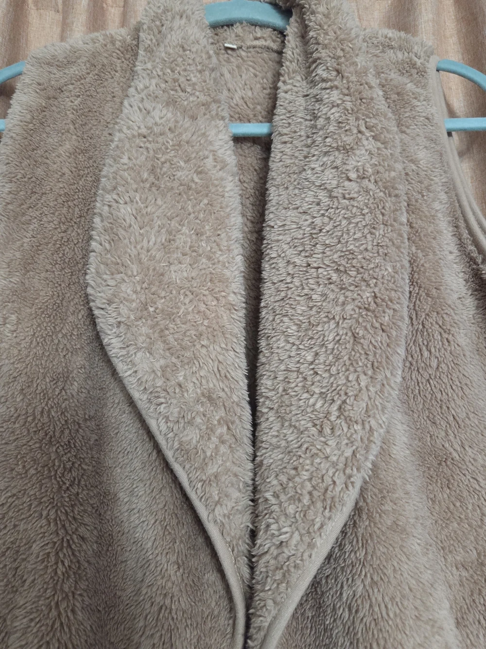 Women's Faux Sherpa Open-Front Vest - Taupe Medium